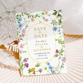 Moderne elegante Wildblume Watercolor Save The Date