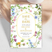 Moderne elegante Wildblume Watercolor Save The Date