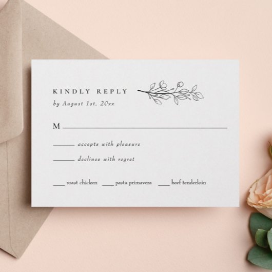 Moderne elegante Wildblume Wedding RSVP Karte