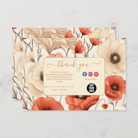 Moderne Elegante Wildblumen Dankeskarte (Vorne/Hinten)
