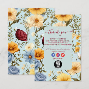 Moderne Elegante Wildblumen Dankeskarte
