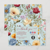 Moderne Elegante Wildblumen Dankeskarte (Vorne/Hinten)