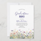 Moderne Elegante Wildblumen Foto Aquarellgradu Einladung (Vorderseite)