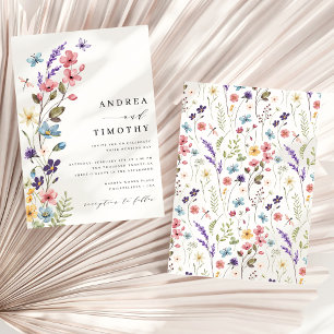 Moderne elegante Wildblumen-Hochzeit im Frühling S Einladung