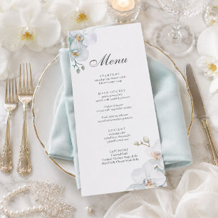 Moderne elegante wilde Orchideen-Hochzeit  Menükarte