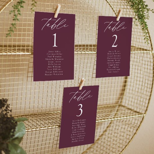 Moderne Elegante Wine Tischnummer Seekarte