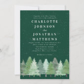 Moderne, elegante Winterwaldlandgrüne Hochzeit Einladung (Vorderseite)