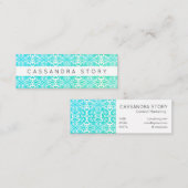 Moderne Elegante Wirbel Muster Aqua Mini Visitenkarte (Vorne/Hinten)