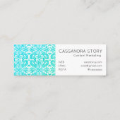 Moderne Elegante Wirbel Muster Aqua Mini Visitenkarte (Rückseite)
