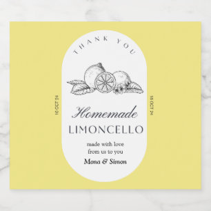 Moderne elegante Zitronen Limoncello Hochzeitsflas Alkoholflaschenetikett