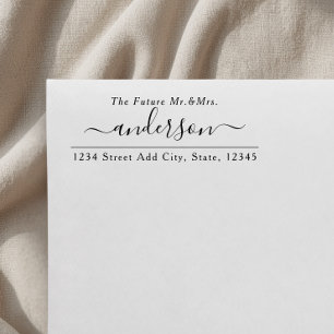 Moderne elegante Zukunft Mr. und Mrs. Hochzeit Permastempel