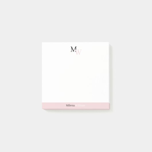 Moderne elegante zweifarbige Monogramm Post-it Klebezettel (Vorderseite)