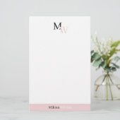 Moderne elegante zweiteilige monogrammierte briefpapier (Stehend Vorderseite)