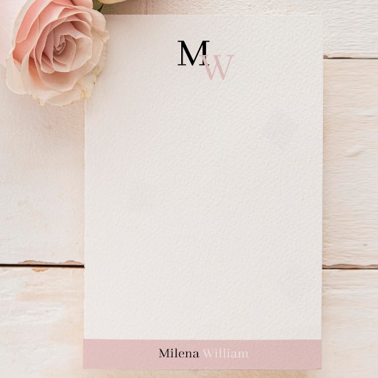Moderne elegante zweiteilige monogrammierte briefpapier