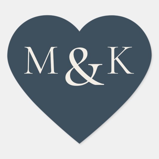 Moderne Eleganten Name Erste Hochzeit-Verlobung Herz-Aufkleber (Vorderseite)