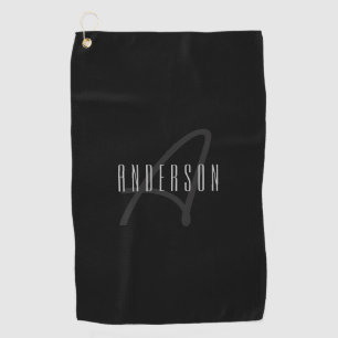 Moderne Elegantenbezeichnung & Monogramm Dunkelg Golfhandtuch