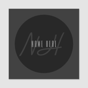 Moderne Elegantenbezeichnung & Monogramm   Dunkelg Namensschild
