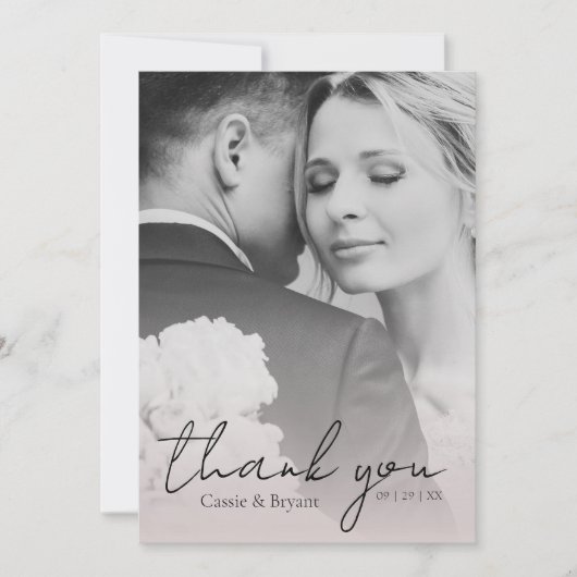 Moderne Elegantes Rosa Foto Hochzeit Dankeskarte (Vorderseite)