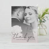 Moderne Elegantes Rosa Foto Hochzeit Dankeskarte (Stehend Vorderseite)