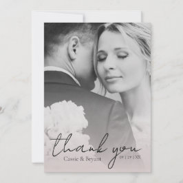 Moderne Elegantes Rosa Foto Hochzeit Dankeskarte