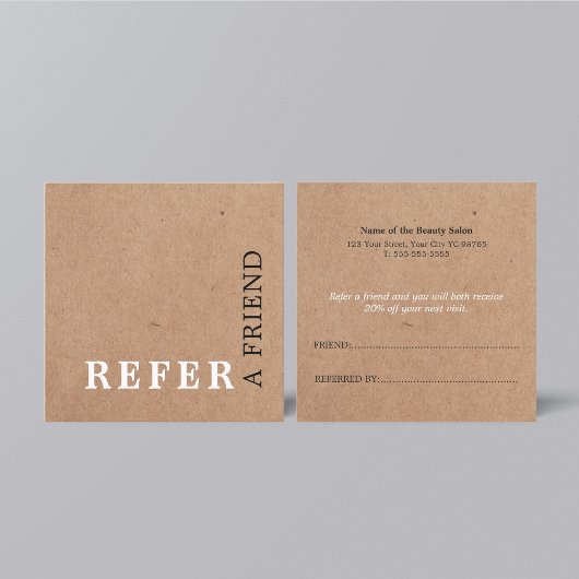 Moderne ElegantPrinted Kraft Beauty Reference Card Empfehlungskarte