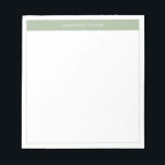 Moderne Elegantsage Green Einfache Grenze Name Notizblock<br><div class="desc">Modernes Minimalistisches Notepad mit Name. Dieses schlichte Design zeichnet sich durch Ihren Namen an der Spitze aus,  gerahmt durch einen stilvollen,  schlauen grünen Farbblock und einen zarten Rahmen.</div>