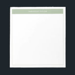 Moderne Elegantsage Green Einfache Grenze Name Notizblock<br><div class="desc">Modernes Minimalistisches Notepad mit Name. Dieses schlichte Design zeichnet sich durch Ihren Namen an der Spitze aus,  gerahmt durch einen stilvollen,  schlauen grünen Farbblock und einen zarten Rahmen.</div>