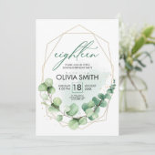 Moderne Eleganz 18. Geburtstag | Grünpflanzen für Einladung (Stehend Vorderseite)