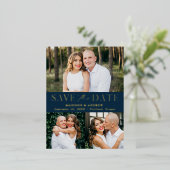 Moderne Eleganz 3 Foto Hochzeit speichern das Datu Folie Einladungspostkarte (Stehend vorne)