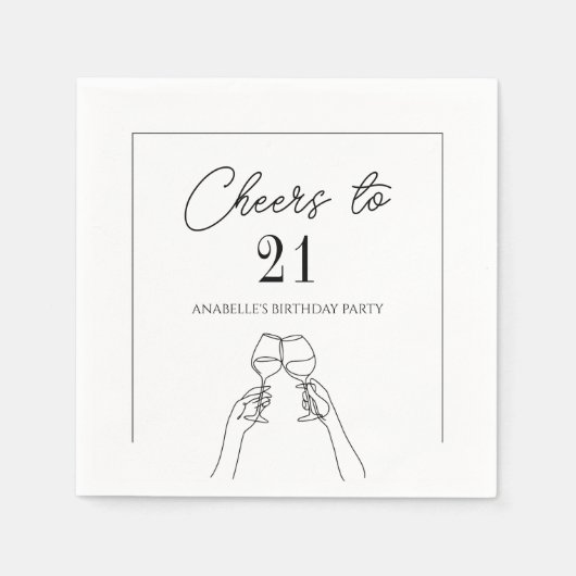 Moderne Eleganz bis zum 21. Geburtstag Serviette (Vorderseite)