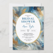 Moderne Eleganz: Blue Gold Brautparty Einladung (Vorderseite)