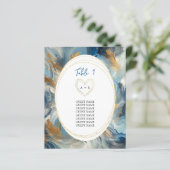 Moderne Eleganz: Blue White Gold Gästeliste (Stehend Vorderseite)