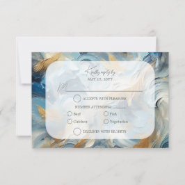 Moderne Eleganz: Blue White Gold UAWG RSVP Karte