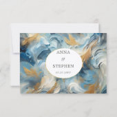 Moderne Eleganz: Blue White Gold UAWG RSVP Karte (Rückseite)