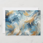 Moderne Eleganz: Blue White Gold Verlobung Einladung (Rückseite)