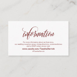 Moderne Eleganz, Burgund, unsere Hochzeitdetails Begleitkarte