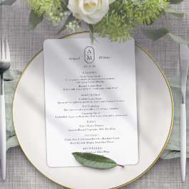 Moderne Eleganz, einfache Bogeninitialen Hochzeit Menükarte