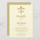 Moderne Eleganz-GoldLilien-Verlobung Einladung (Vorne/Hinten)