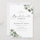 Moderne Eleganz Grüne Blätter Junggesellinnenabsch Einladung (Vorderseite)