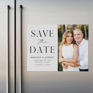 Moderne Eleganz Hellgrau Foto Save-the-Date Magneteinladung