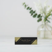 Moderne Eleganz, Imitate Gold, Streifen, Schwarz Mini Visitenkarte (Stehend Vorderseite)