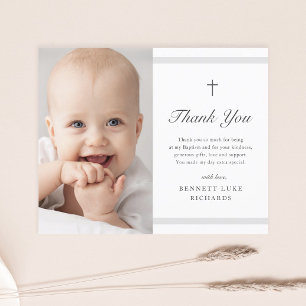 Moderne Eleganz Jungen oder Mädchen Taufe Dankesch Postkarte