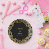 Moderne Eleganz: Moderne Gold Frame Waves Pappteller (Party)