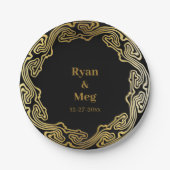 Moderne Eleganz: Moderne Gold Frame Waves Pappteller (Vorderseite)