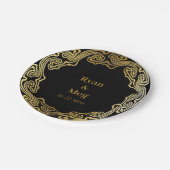 Moderne Eleganz: Moderne Gold Frame Waves Pappteller (Schrägansicht)