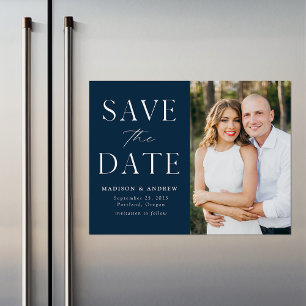 Moderne Eleganz Navy Foto Save-the-Date Magneteinladung
