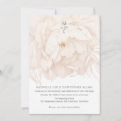 Moderne Eleganz-Peony in Beige-Garten Hochzeit inv Einladung (Vorderseite)