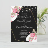 Moderne Eleganz Rosa BlumenstraußRehearsal Abendes Einladung (Stehend Vorderseite)