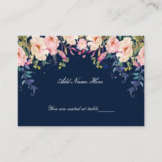 Moderne Eleganz Rosa Blumentisch Botanischer Tisch Platzkarte (Vorderseite)