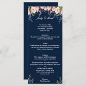 Moderne Eleganz Rosa Botanische Hochzeit mit flora Menükarte (Vorne/Hinten)